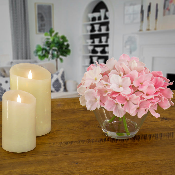 8" Pink Hydrangea Bouquet in Glass Vase