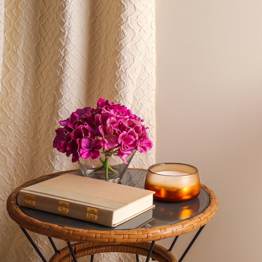 8 in. Spring Dark Purple Hydrangea Bouquet in Glass Vase