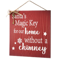 National Tree Company Santa's Key Door Christmas Sign, Red with White Lettering and Decorative Ornate Key, Stars and Snowflakes, Hanging Loop, 10 in - National Tree Company