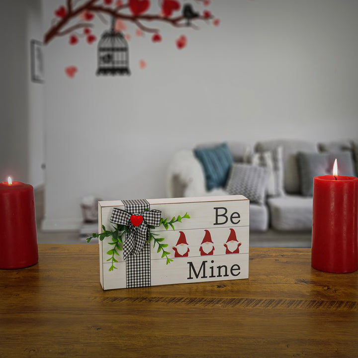 Valentine's 'Be Mine' Tabletop Decoration, White, Valentine's Day Collection, 9 Inches