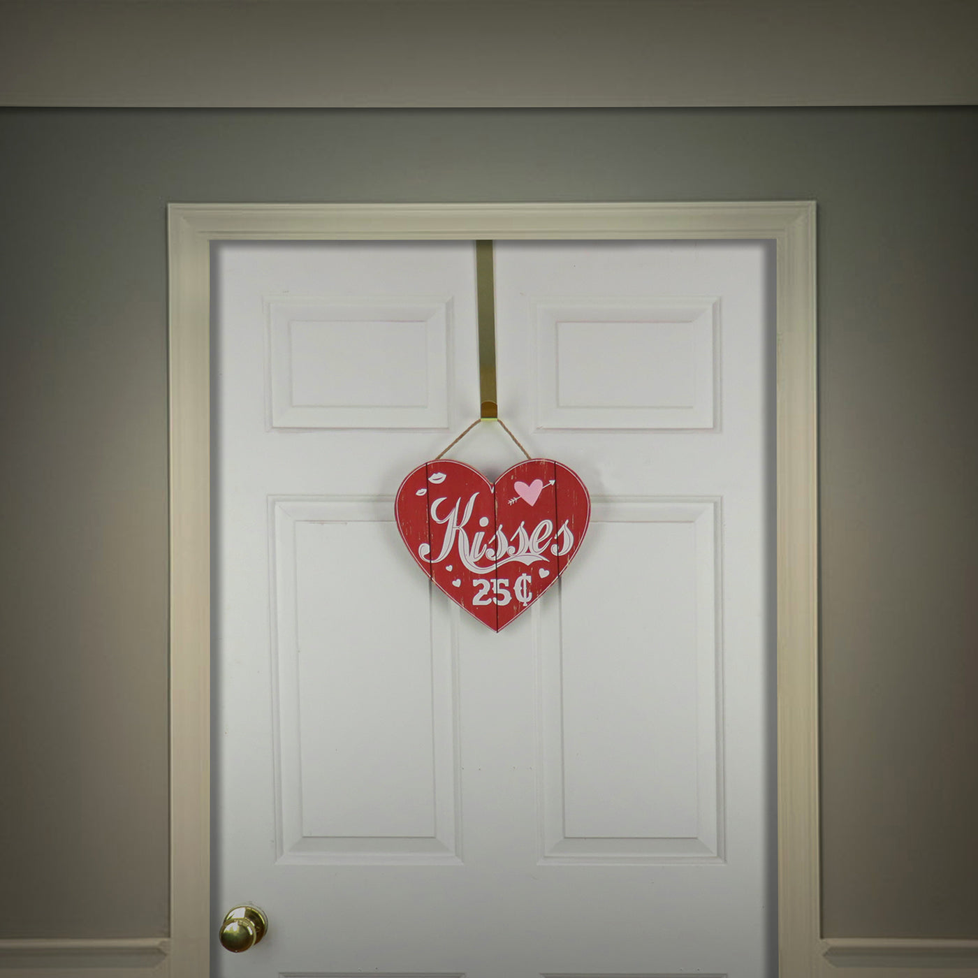 Valentine's 'Kisses' Wall Decor, Red, Valentine's Day Collection, 11 Inches - National Tree Company