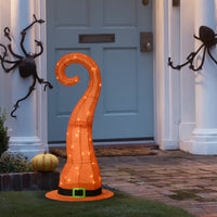 Halloween Pre-Lit Orange Witch's Hat Outdoor Decoration, LED Lights, 34 Inches - National Tree Company