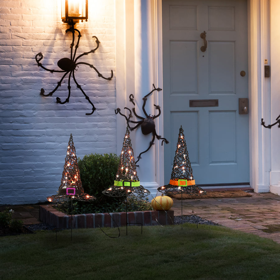 23 in. Halloween Pre-Lit Black Witchs Hat Garden Stakes
