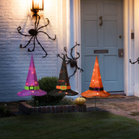 Halloween 23" Pre-Lit Multicolor Witch’s Hat Garden Stakes - National Tree Company