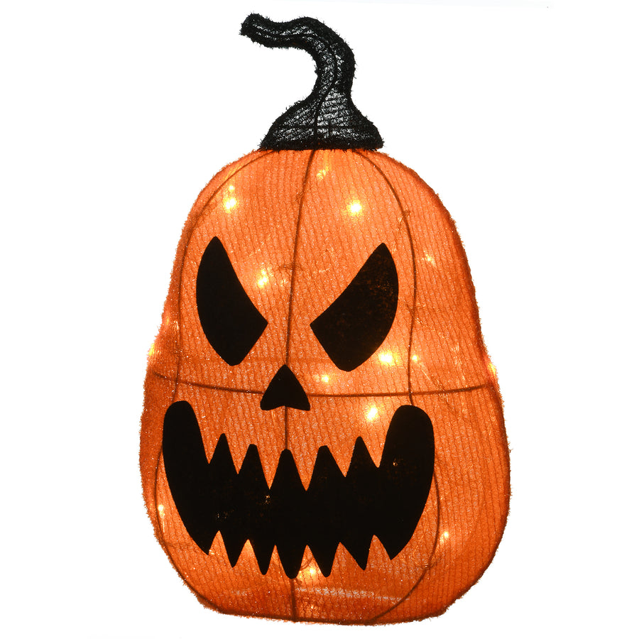 16 in. Halloween Pre-Lit Scary Jack-O-Lantern Outdoor Decoration with LED Lights - National Tree Company