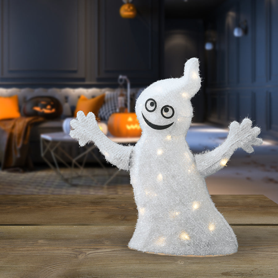 18 in. Halloween Pre-Lit White Ghost Outdoor Decoration with LED Lights