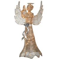 53 in. Champagne Gold Praying Angel with LED Lights - National Tree Company