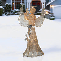 53 in. Champagne Gold Praying Angel with LED Lights - National Tree Company