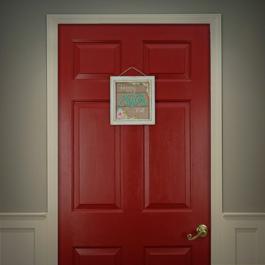 10 in. Happy Easter Y'all Hanging Wall Sign Decoration