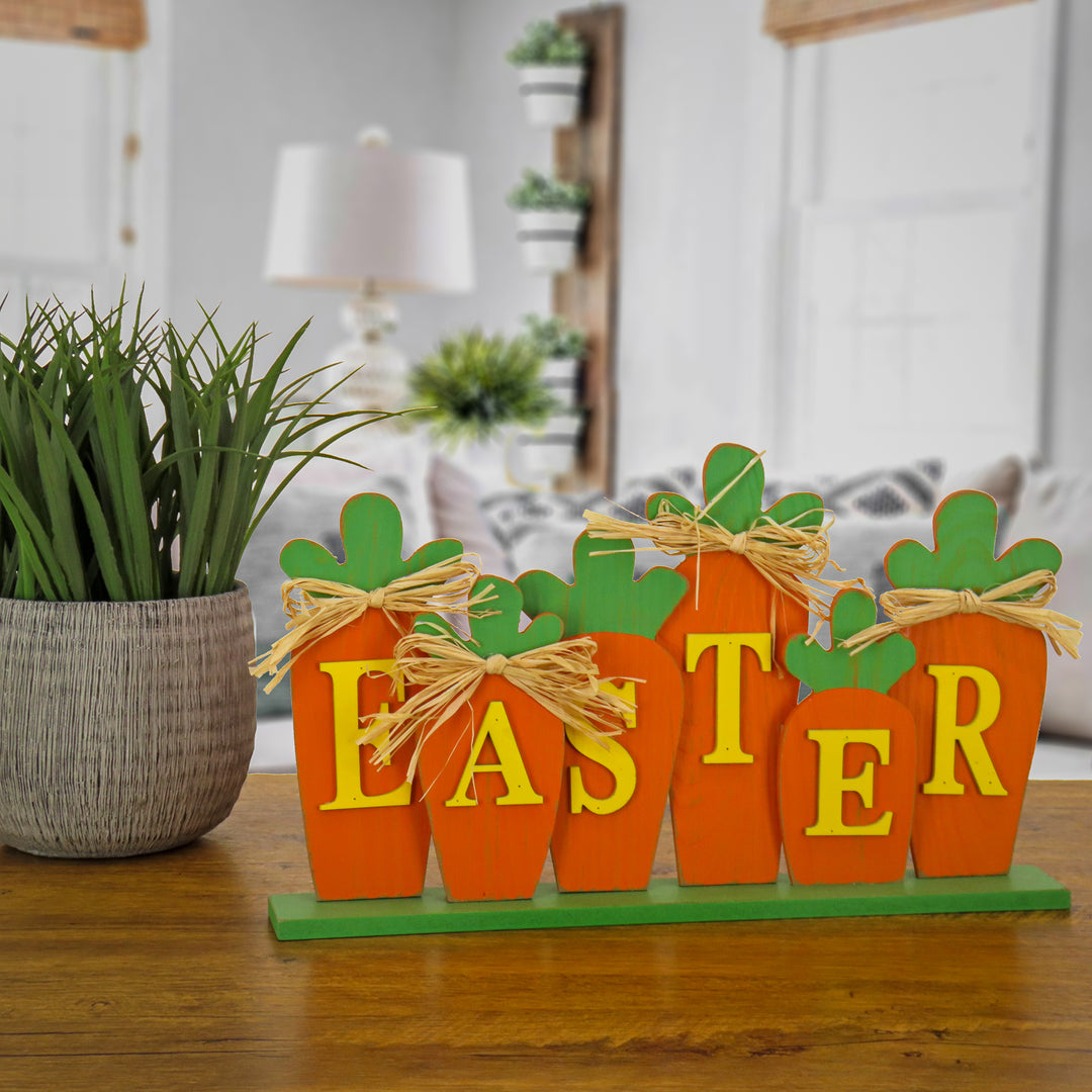 Easter Carrot Sign Table Decoration, Wooden Construction, Easter Collection, 14 Inches