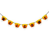 Halloween Candy Corn Welcome Hanging Banner, Orange, Black, White, 31 Inch - National Tree Company