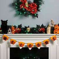 Halloween Candy Corn Welcome Hanging Banner, Orange, Black, White, 31 Inch - National Tree Company