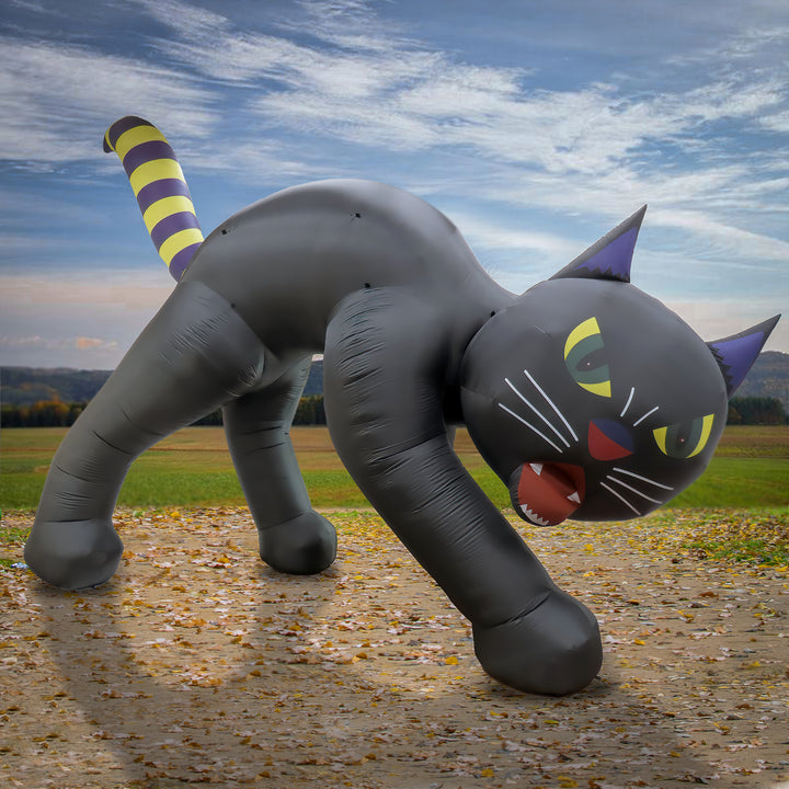 Halloween 20ft Inflatable Black Cat, 4 Red LED Lights- UL