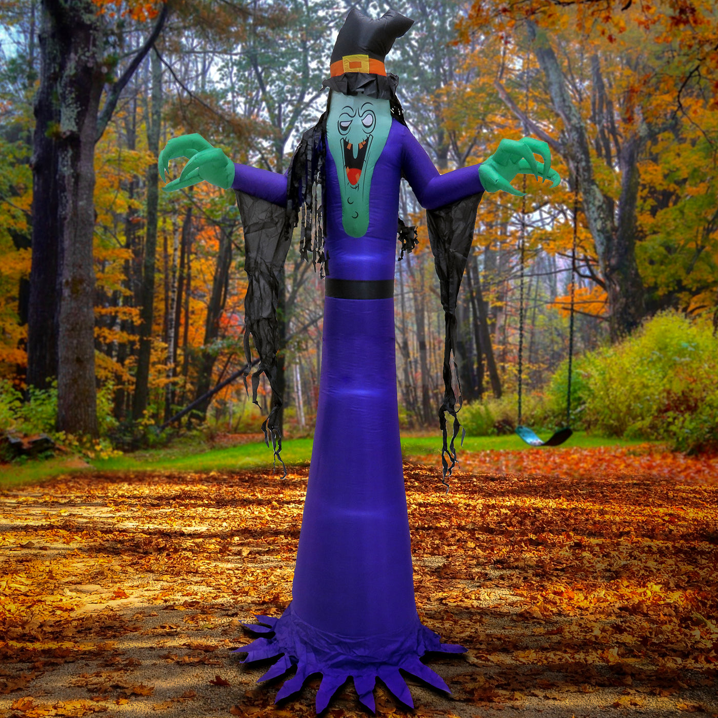 Halloween 12ft Inflatable Witch, 4 White LED Lights- UL - National Tree Company