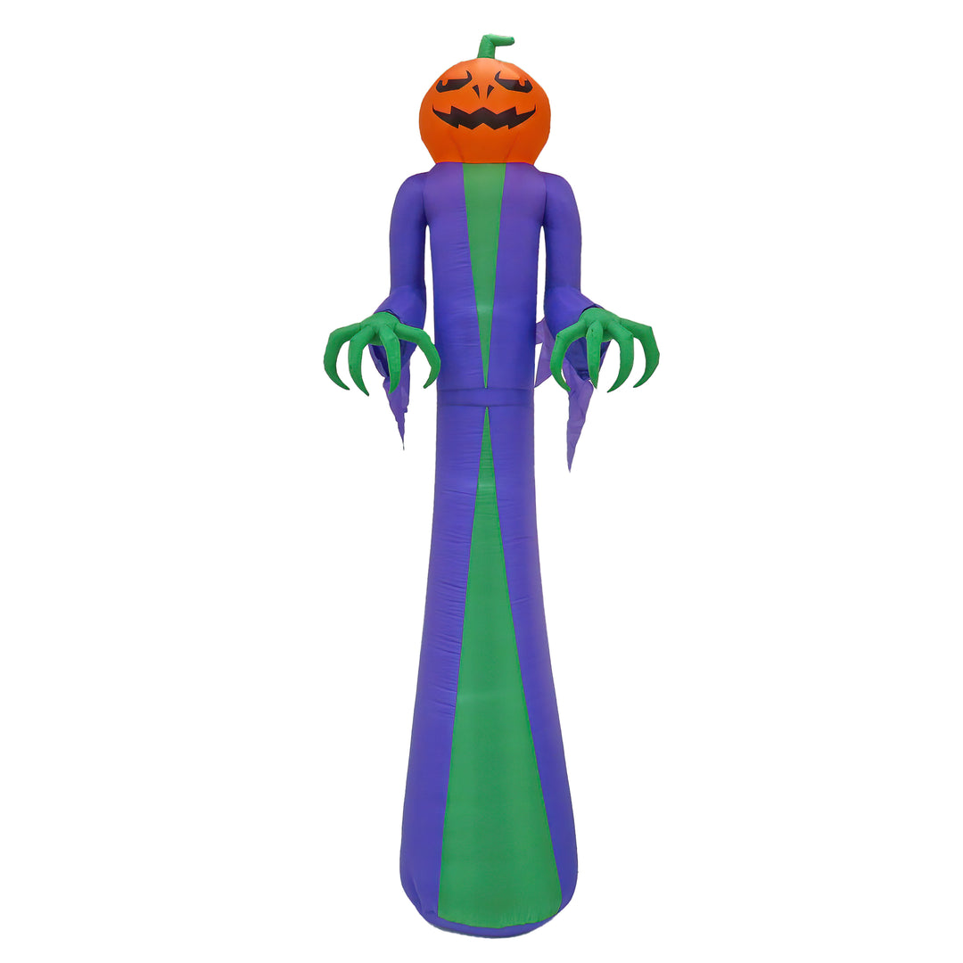 Halloween 12ft Inflatable Pumpkin Ghost, 4 White LED lights- UL
