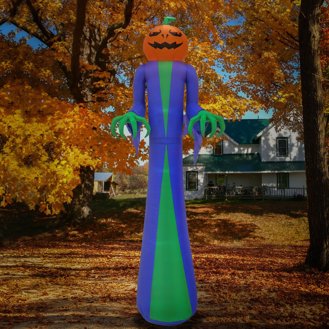 Halloween 12ft Inflatable Pumpkin Ghost, 4 White LED lights- UL - National Tree Company