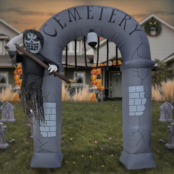 Halloween 12ft Inflatable Ghost Arch, 7 White LED Lights- UL