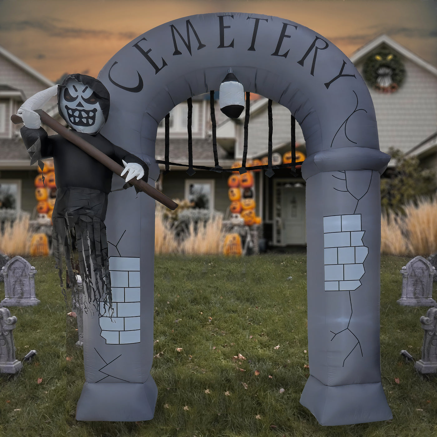 Halloween 12ft Inflatable Ghost Arch, 7 White LED Lights- UL - National Tree Company