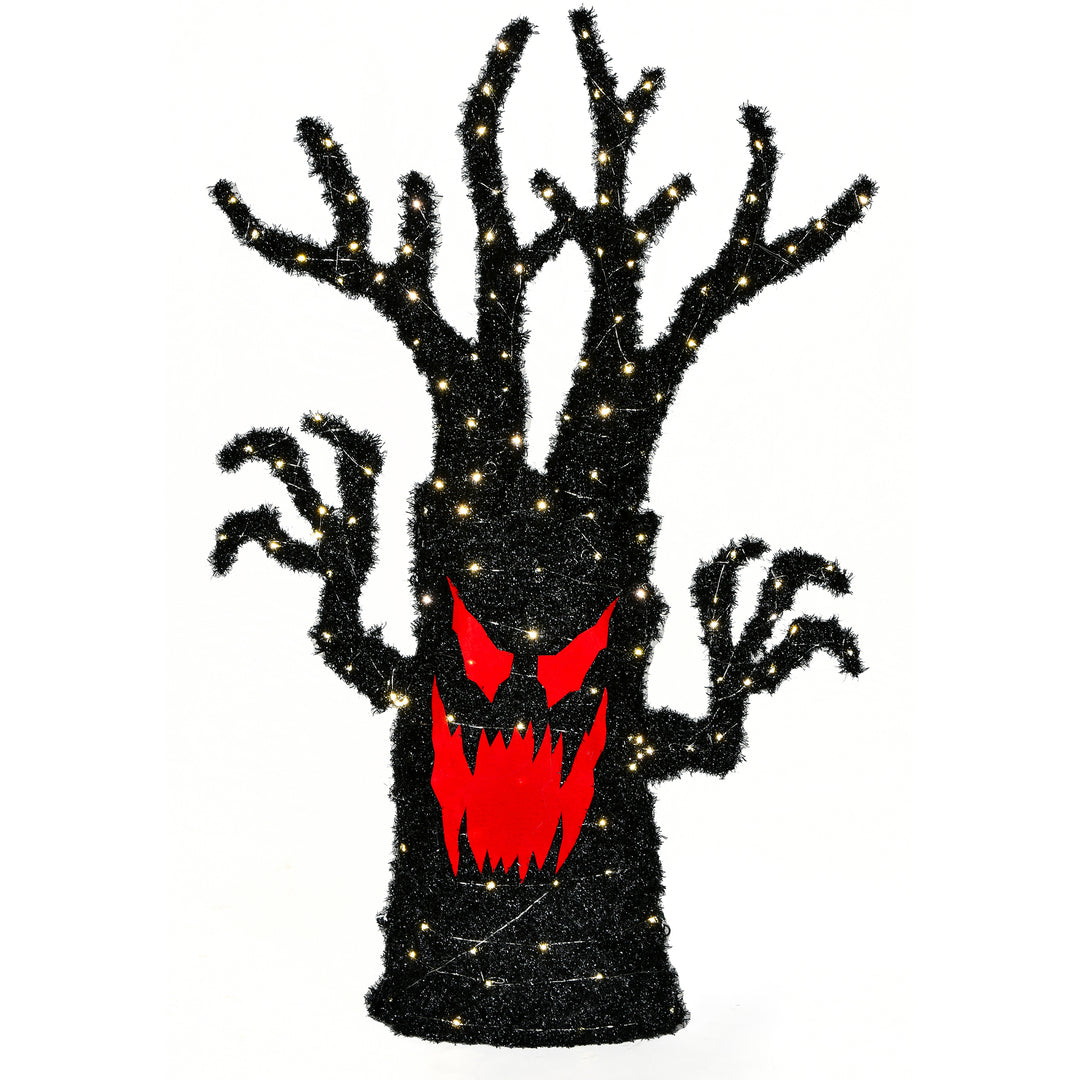 Halloween Pre Lit Artificial Tree Decoration, Black, Frightening Face, 4 Feet