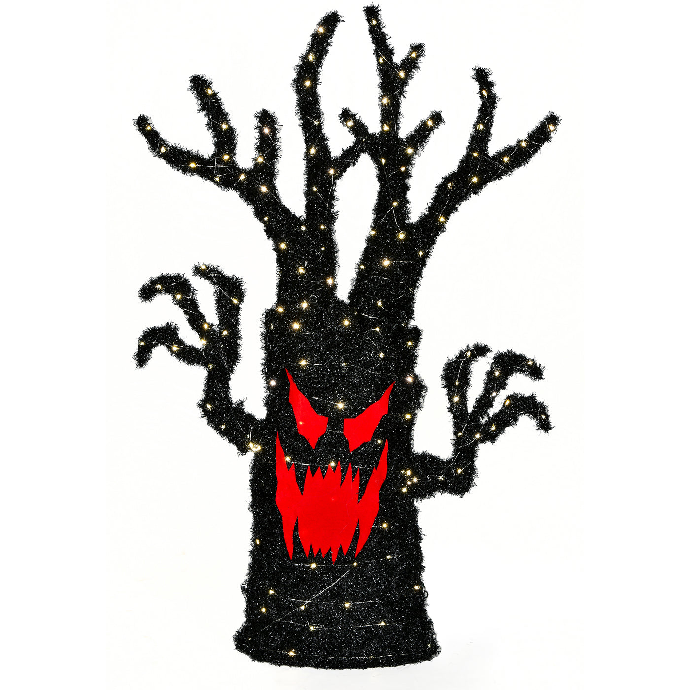 Halloween Pre Lit Artificial Tree Decoration, Black, Frightening Face, 4 Feet - National Tree Company