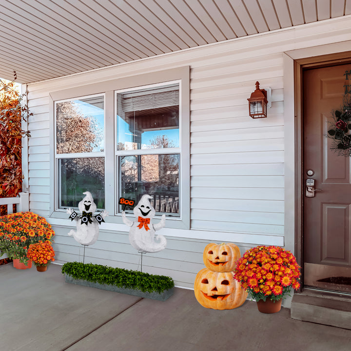 Halloween Pre Lit Lawn Decoration, White, Boo Ghost, LED Lights, Battery Operated, 31 Inches