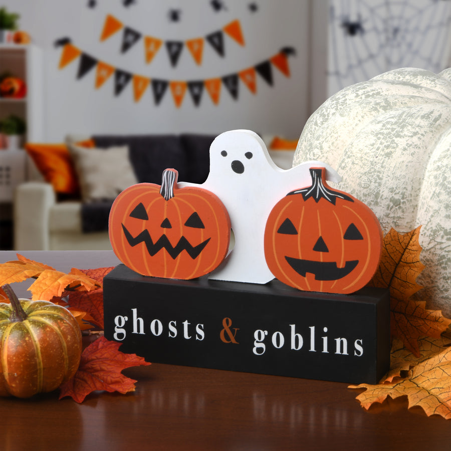 6 in. Halloween Ghosts and Goblins Sign Decoration