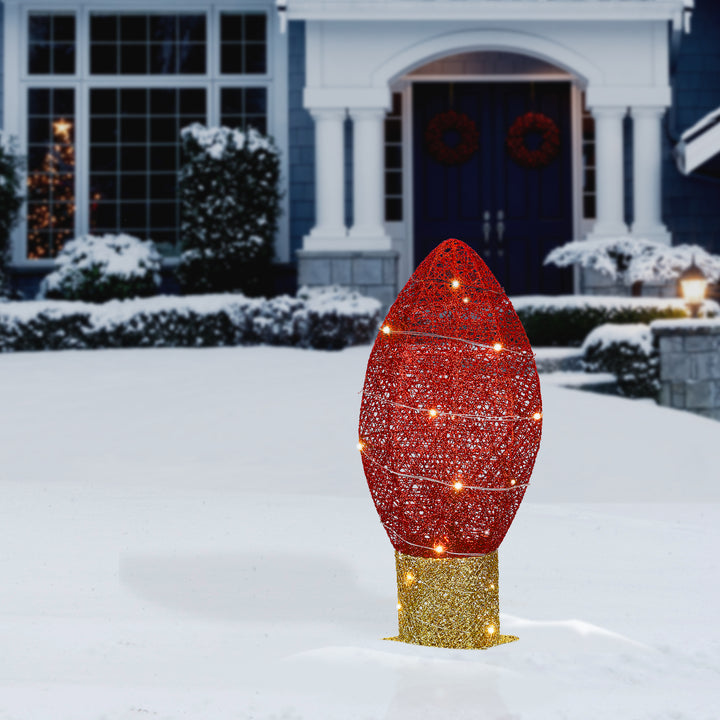 20" Pre-Lit Red Christmas Light Bulb Decoration