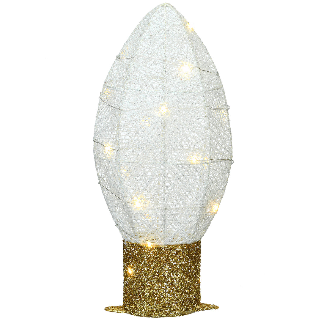 20" Pre-Lit White Christmas Light Bulb Decoration