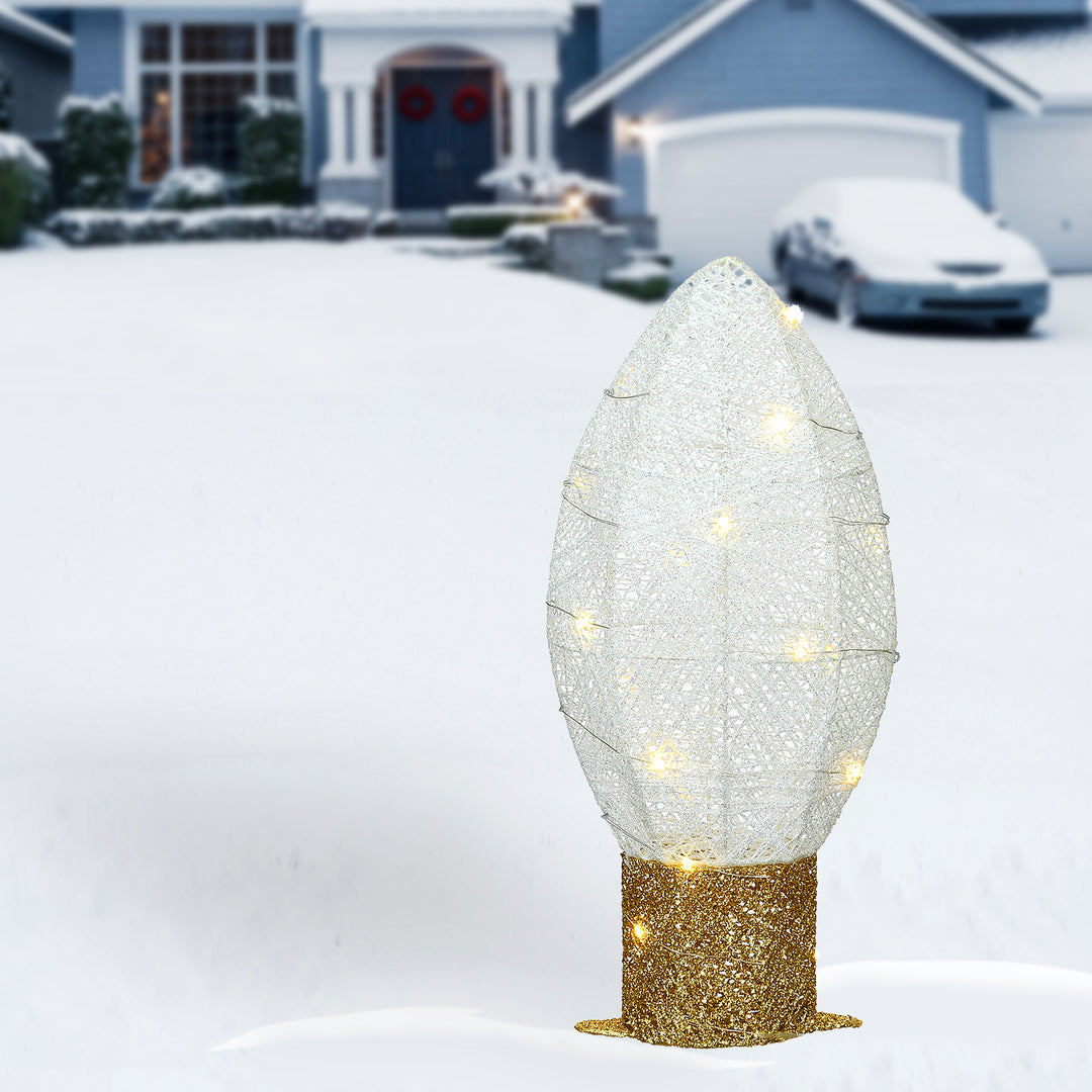 20" Pre-Lit White Christmas Light Bulb Decoration