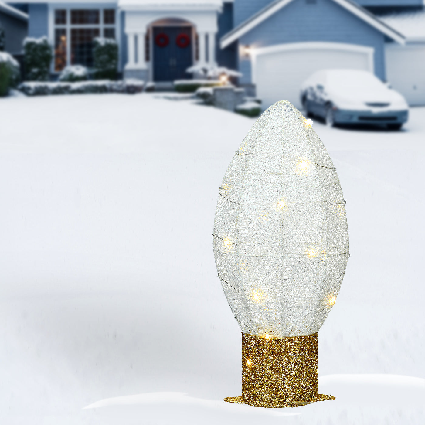 20 in. Pre-Lit White Christmas Light Bulb Decoration - National Tree Company