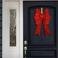 20 in. Pre-Lit Red Fabric Bow with Battery Operated LED Lights - National Tree Company