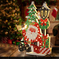 Pre-Lit 17.5" Wooden Santa Scene - National Tree Company