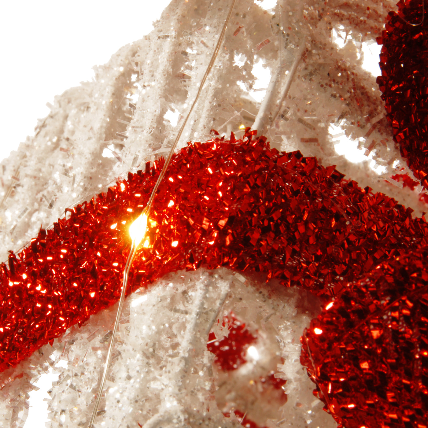 34 in. White Plastic Rattan Giftbox Tower with Micro LED Lights - National Tree Company