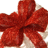 34 in. White Plastic Rattan Giftbox Tower with Micro LED Lights - National Tree Company