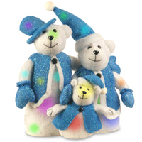 Pre-Lit 16" Cotton Snowman Family with Battery Operated LED Lights - National Tree Company