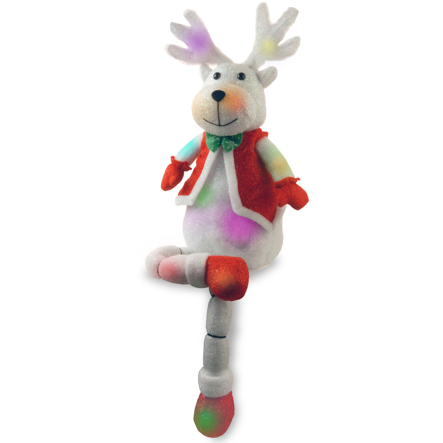 33 in. Pre-Lit Cotton Reindeer with Battery Operated LED Lights - National Tree Company