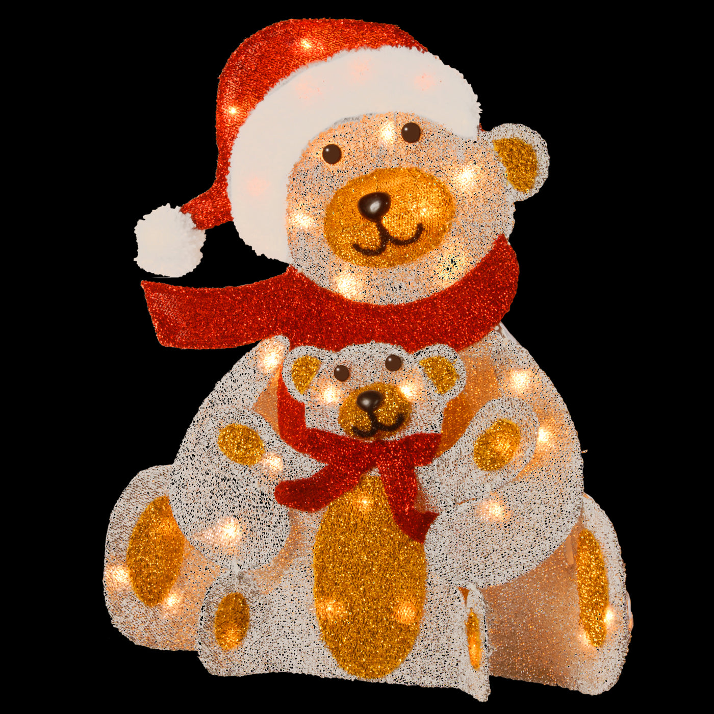 24 in. Sliver Fabric Bear with Lights - National Tree Company