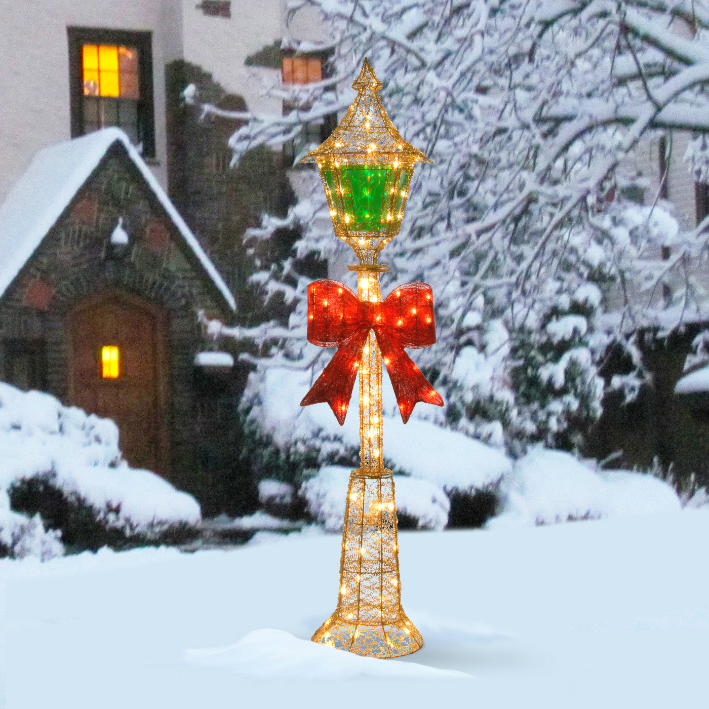 60 in. Pre-Lit Gold Wire Lamp Post - National Tree Company