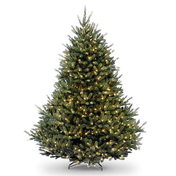 Pre-Lit Artificial Full Christmas Tree, Green, Natural Fraser Fir, White Lights, Includes Stand, 7.5 Feet