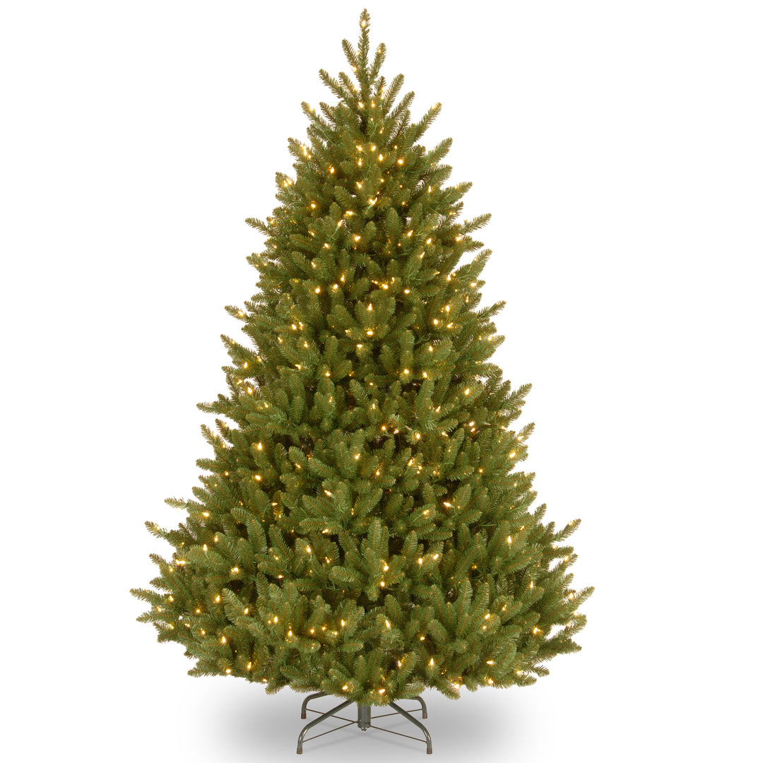 Pre-Lit Artificial Medium Christmas Tree, Green, Natural Fraser Fir, White Lights, Includes Stand, 7.5 Feet