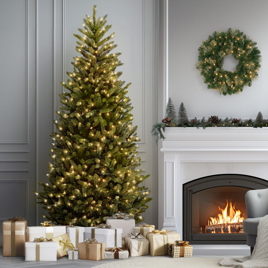 9 ft. Pre-Lit Natural Fraser Fir Slim Tree with Clear Lights