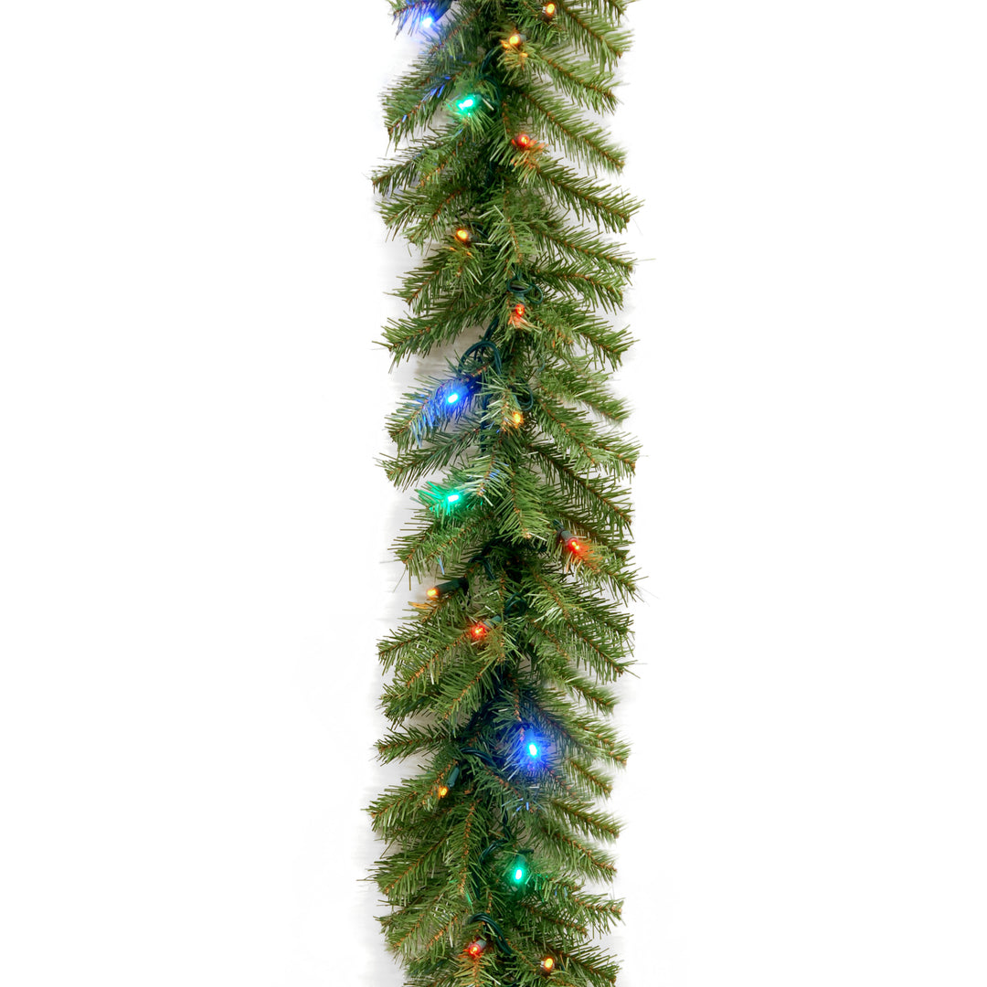 Pre-Lit Artificial Christmas Garland, Green, Norwood Fir, White Lights, Plug In, Christmas Collection, 9 Feet