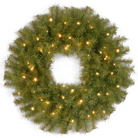 24 in. Pre-Lit Norwood Fir Wreath with Warm White LED Lights - National Tree Company