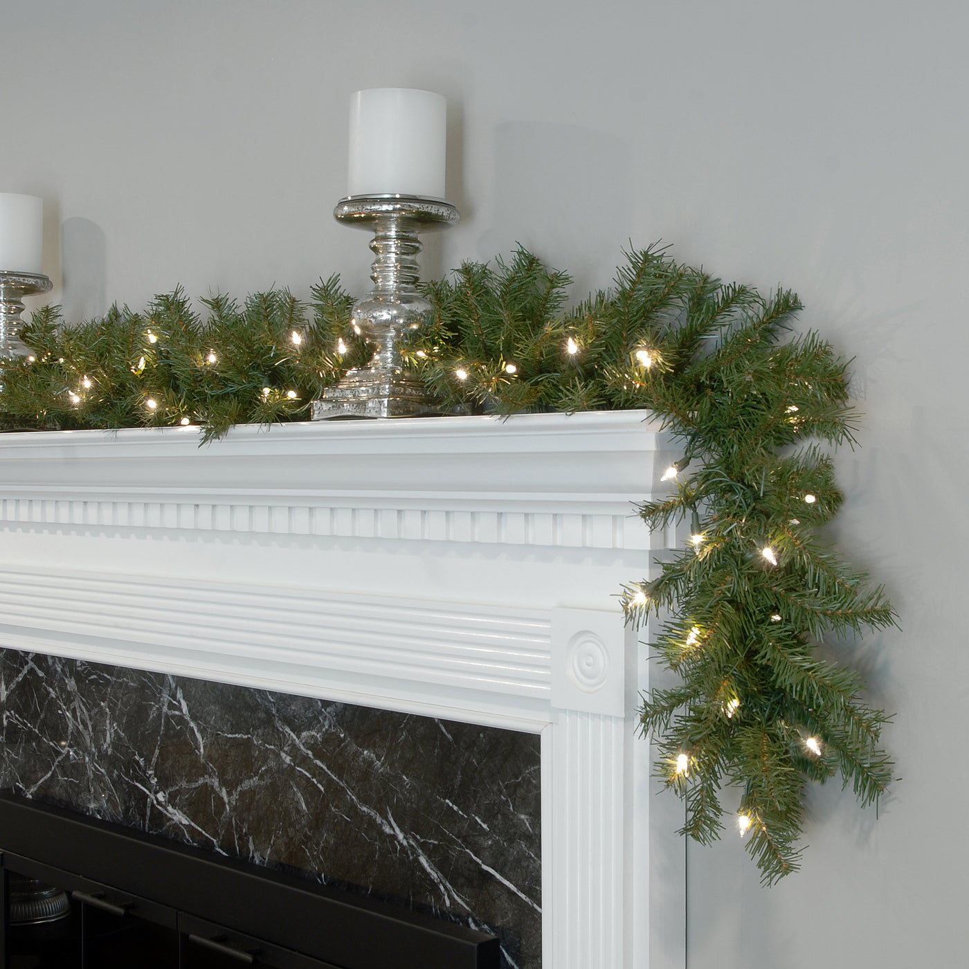 9 ft. Pre-Lit Norwood Fir Garland with Warm White LED Lights, Plug-In - National Tree Company