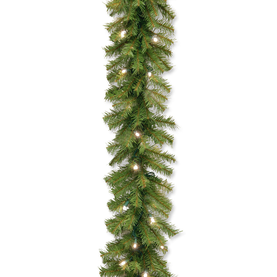 9 ft. Pre-Lit Norwood Fir Garland with Warm White LED Lights, Plug-In - National Tree Company