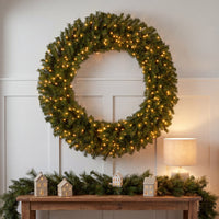 48 in. Pre-Lit Norwood Fir Wreath with Warm White LED Lights, Plug-In - National Tree Company