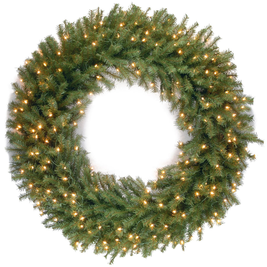 48 in. Pre-Lit Norwood Fir Wreath with Warm White LED Lights - National Tree Company