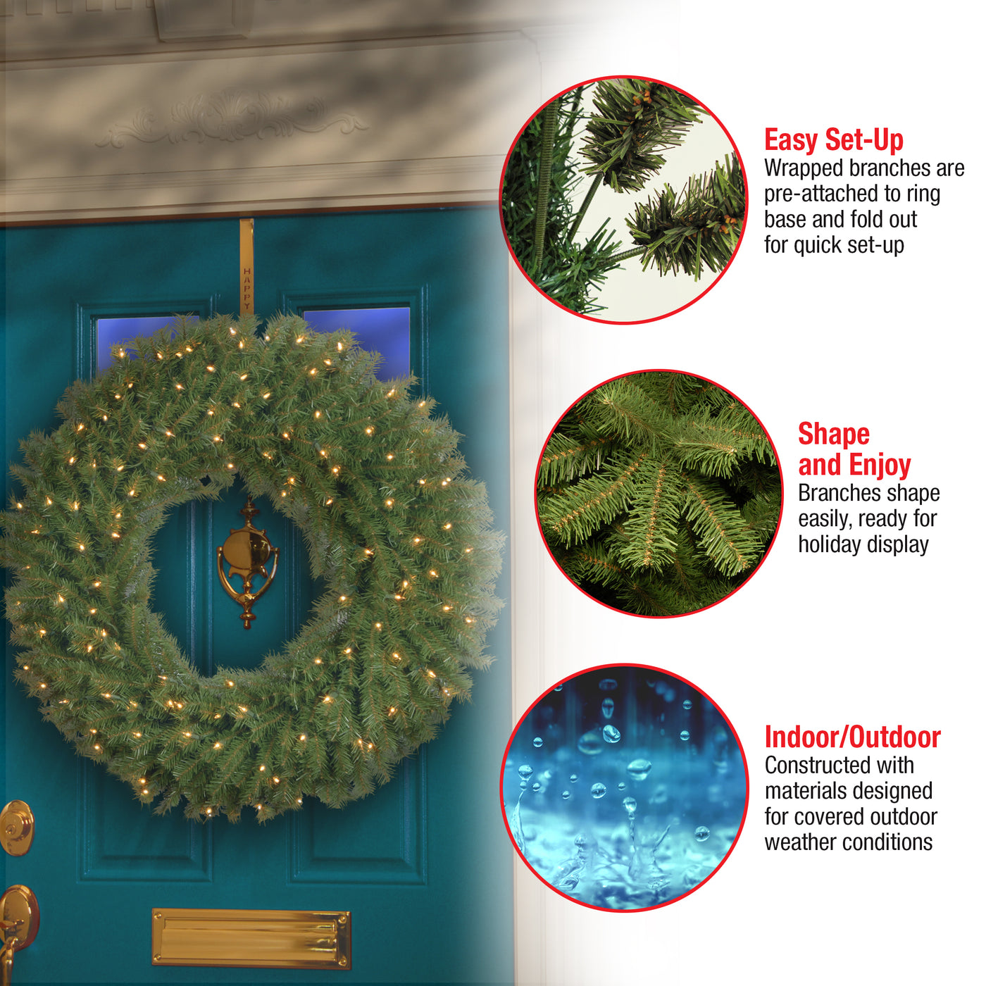 36 in. Pre-Lit Norwood Fir Wreath with Clear Lights - National Tree Company