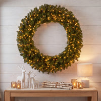 48 in. Pre-Lit Norwood Fir Wreath with Clear Lights, Plug-In - National Tree Company
