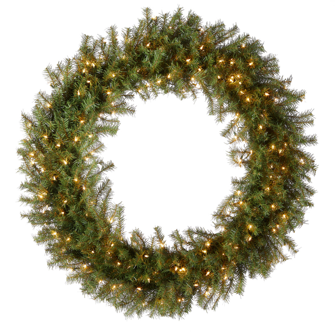 National Tree Company Pre-Lit Artificial Christmas Wreath, Green, Norwood Fir, White Lights, Christmas Collection, 48 Inches